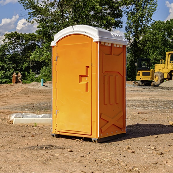 how often are the portable restrooms cleaned and serviced during a rental period in Hawkeye